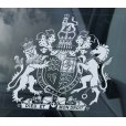 画像1: 【送料無料／在庫あり かっこいい おしゃれ ステッカー ご購入後スグ発送】カーステッカー シール【外張り(外貼り)】105×100mm■イギリス国章,イギリス王室紋章,ロイヤル・コート・オブ・アームズ,英国王紋章,英国王室紋章,ROYAL COAT OF ARMS UK  (1)