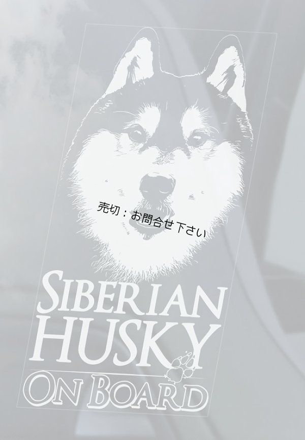 画像1: 【送料無料／在庫あり かっこいい おしゃれ ステッカー ご購入後スグ発送】カーステッカー シール【外張り(外貼り)】205×100mm■ハスキー,シベリアンハスキー,シベリアン・ハスキー,(6),Siberian Husky