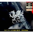 画像1: 【 カムリ ウェールズの赤い竜V01 】 ウェールズ 紋章 120×100mm スモークウインドウ に映える カーステッカー シールタイプ 外張り ホワイト印字 白色印字 黒い ボディ にも 【送料無料】 ナショナル フラッグ === カー・ステッカー 外貼り スモーク ・ウインドウ ステッカー イギリス ブラック印字は 白いボディに (1)