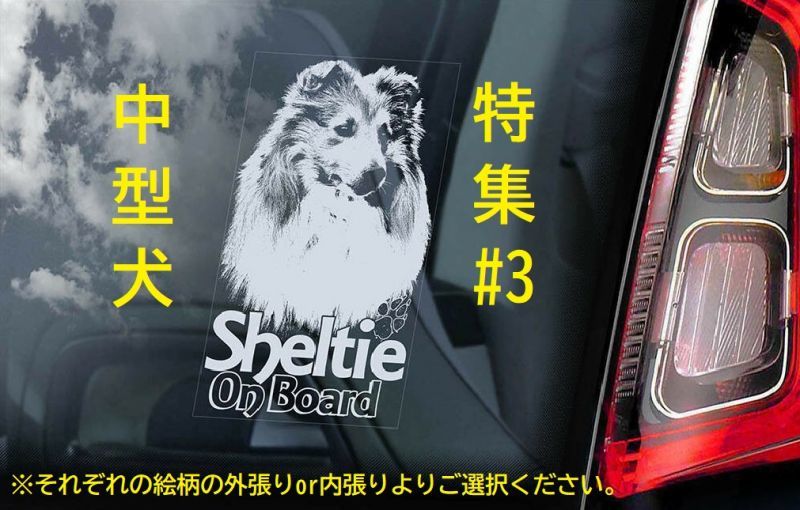 画像1: 【送料無料】カーステッカー【内張り/外張り】【注文販売】Dog on Board【中型犬特集】シェルティー,シェットランド・シープドッグ,シェットランドシープドッグ,シェットランド,シープドッグ,ジャパニーズ・スピッツ,ジャパニーズスピッツ,スピッツ,ブルドッグ